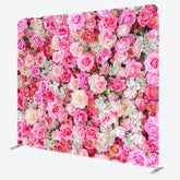 Aperturee - Aperturee Pink White Floral Romantic Square Tension Backdrop